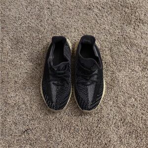 Adidas Yeezy 350 V2  Men's Black Knit Sneakers with Off-White Sole